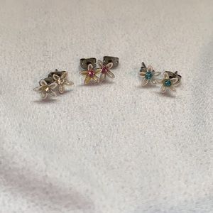 3 Delicate Flower Earrings